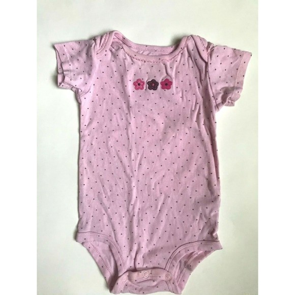 Girl's Size 9M 6-9 Months 3 Piece Pink Floral Carter's Top + Brown Pants & Bib - Picture 3 of 9